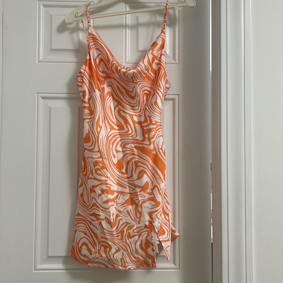 Cotton Candy Dresses & Skirts - y2k style orange and white print slip dress